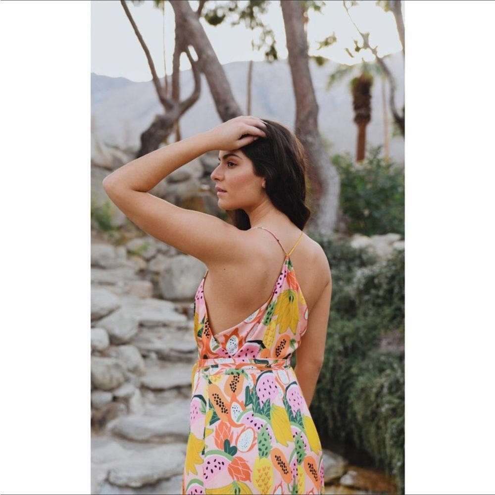 Anthro Hutch Tropical Fruit Wrap Maxi Dress - Picture 14 of 16